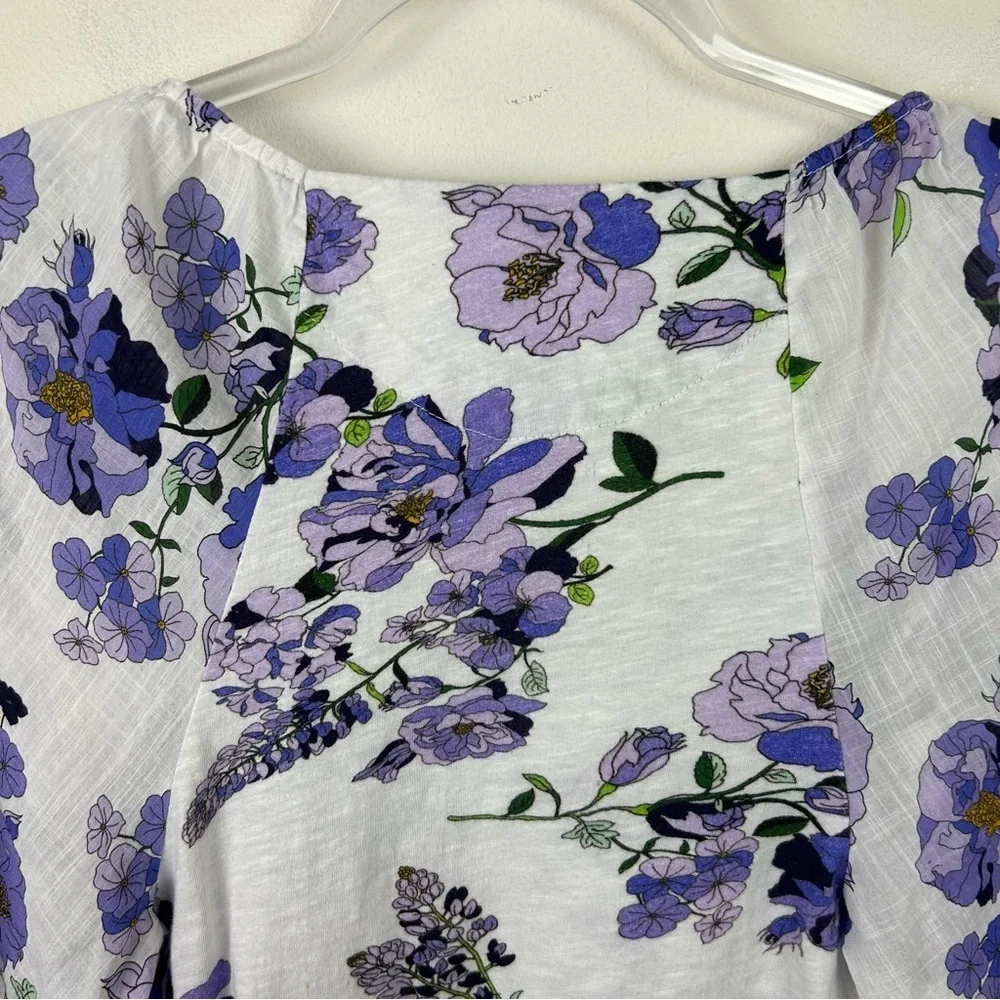 By Anthropologie V-neck ruched knit top purple coral 3/4 sleeve blouse size: S - Picture 12 of 13